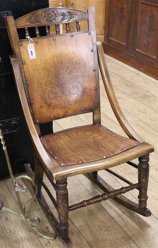 An inlaid rocking chair